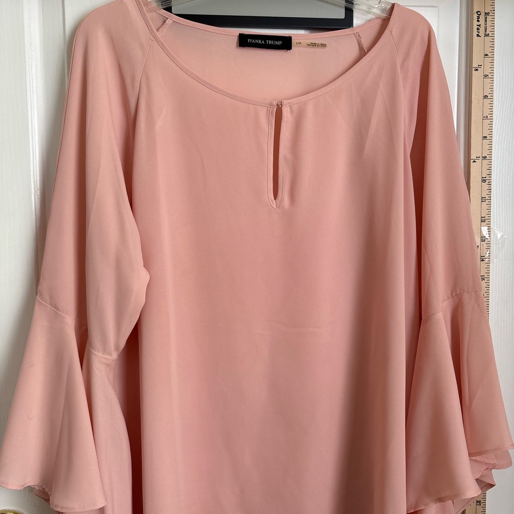 Ivanka Trump Pink Blouse with Ruffled Bell Sleeves